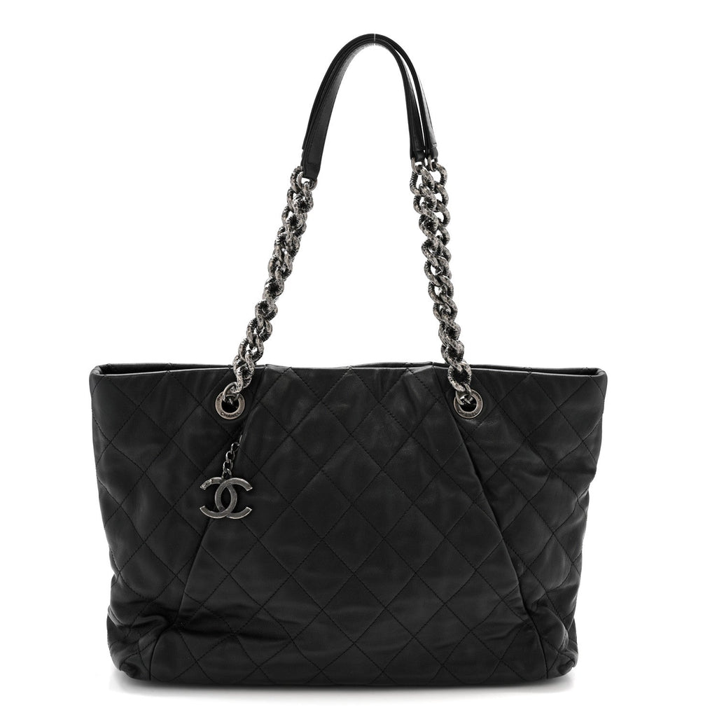 Chanel Calfskin Quilted Large Coco Pleats Tote Black