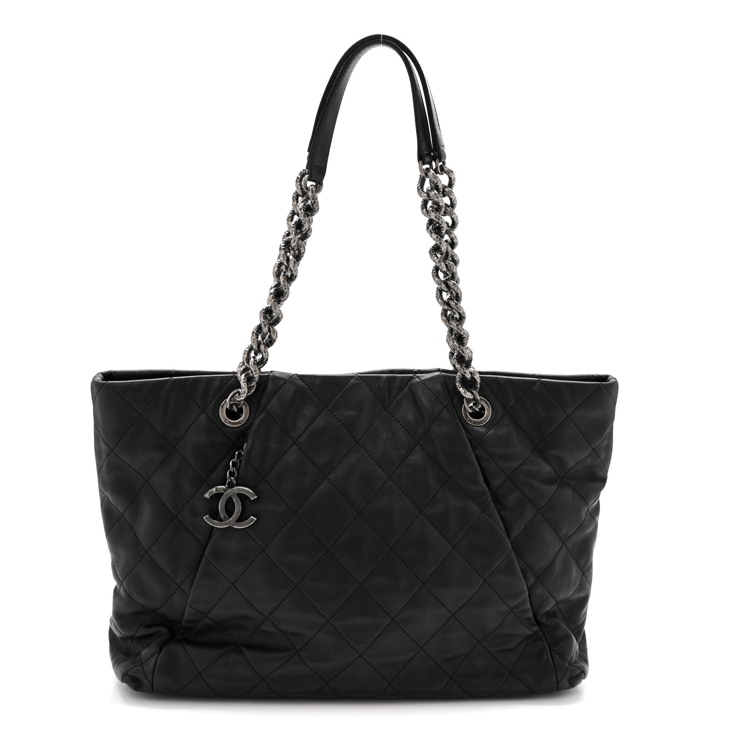 Chanel Calfskin Quilted Large Coco Pleats Tote Black