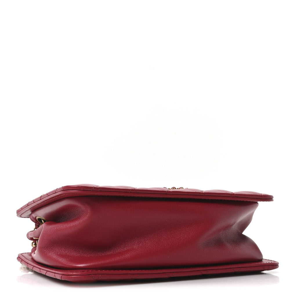 Chanel Calfskin Quilted Small CC Chain Accordion Tote Red