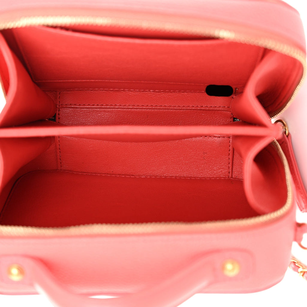 Chanel Caviar Quilted Small CC Filigree Vanity Case Coral