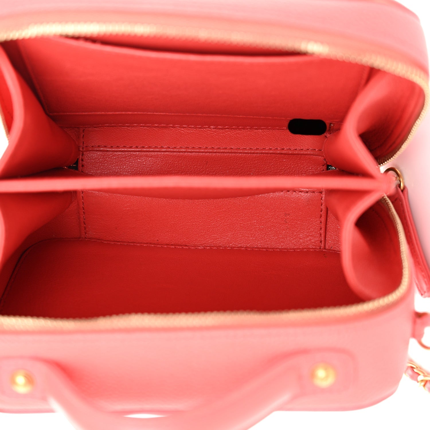 Chanel Caviar Quilted Small CC Filigree Vanity Case Coral