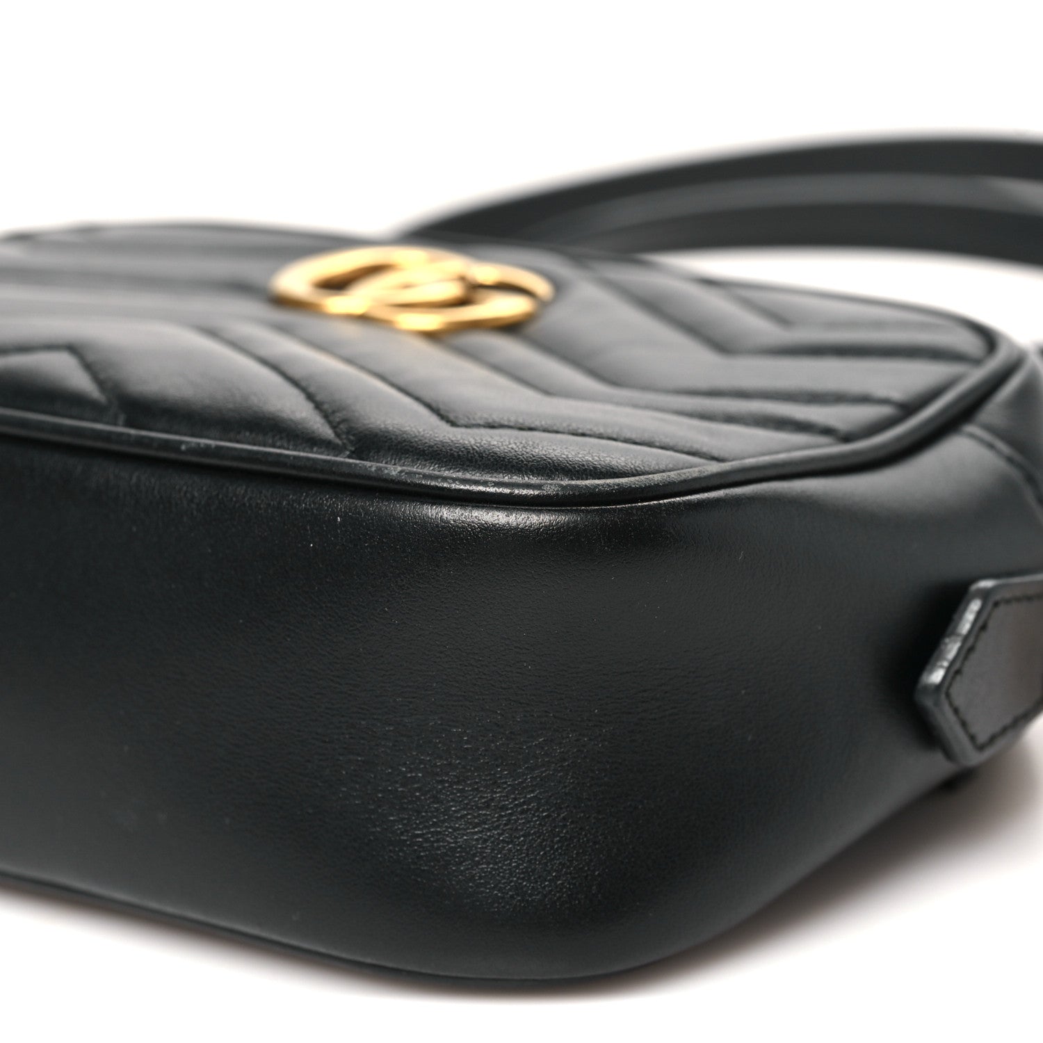 Gucci Calfskin Matelasse Mini GG Marmont Chain Shoulder Bag Black