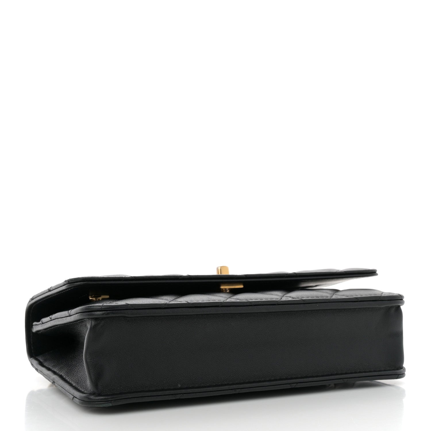 Chanel Lambskin Quilted Sweet Camellia Wallet On Chain WOC Black