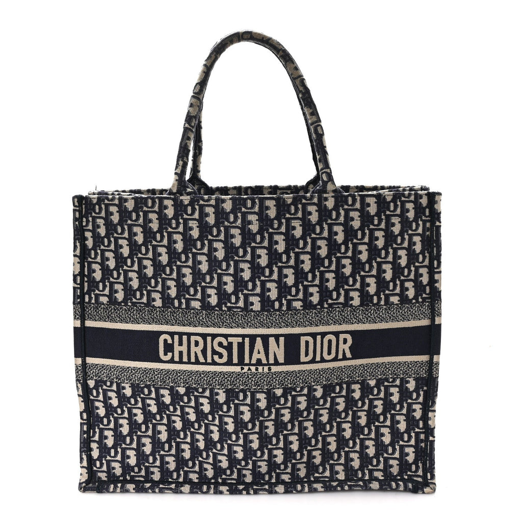 Christian Dior Oblique Large Book Tote Blue Multicolor