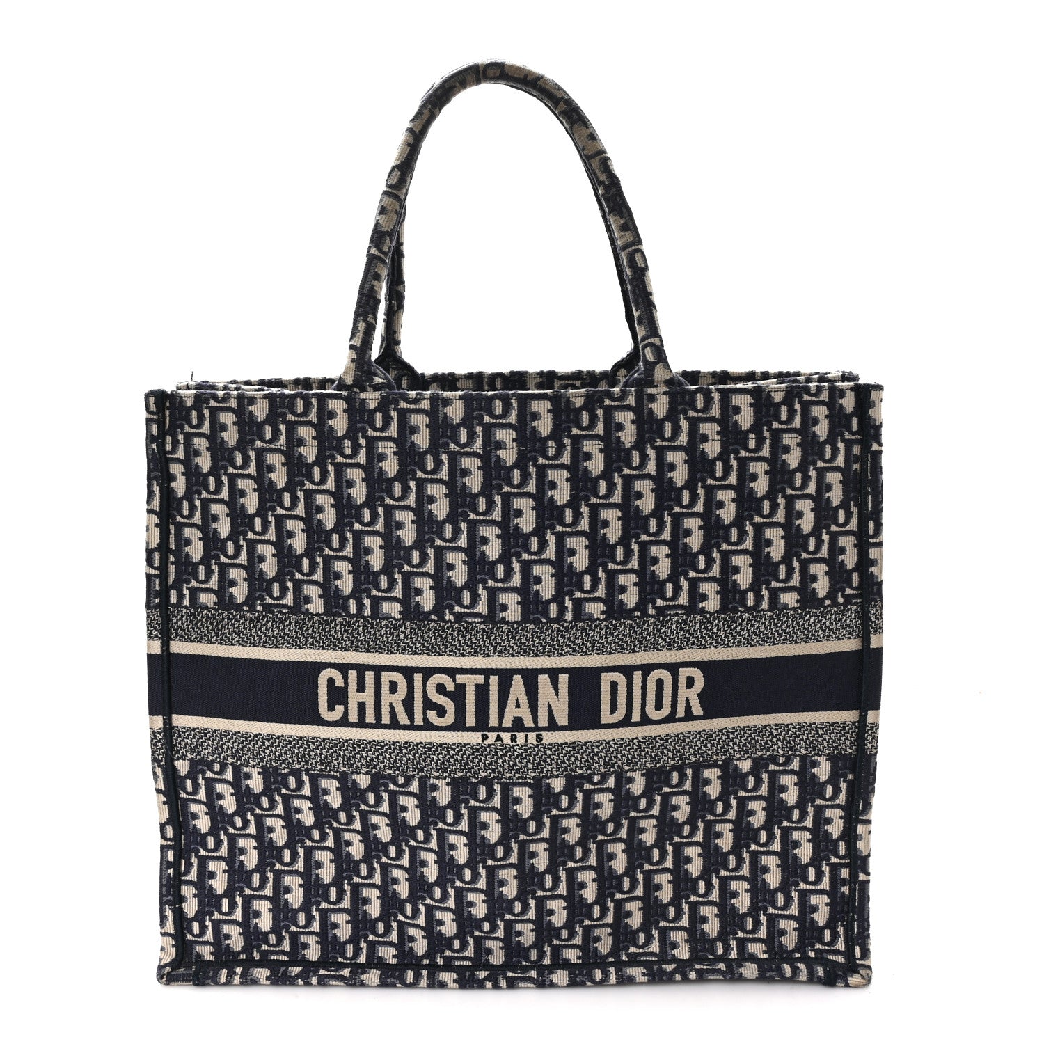 Christian Dior Oblique Large Book Tote Blue Multicolor
