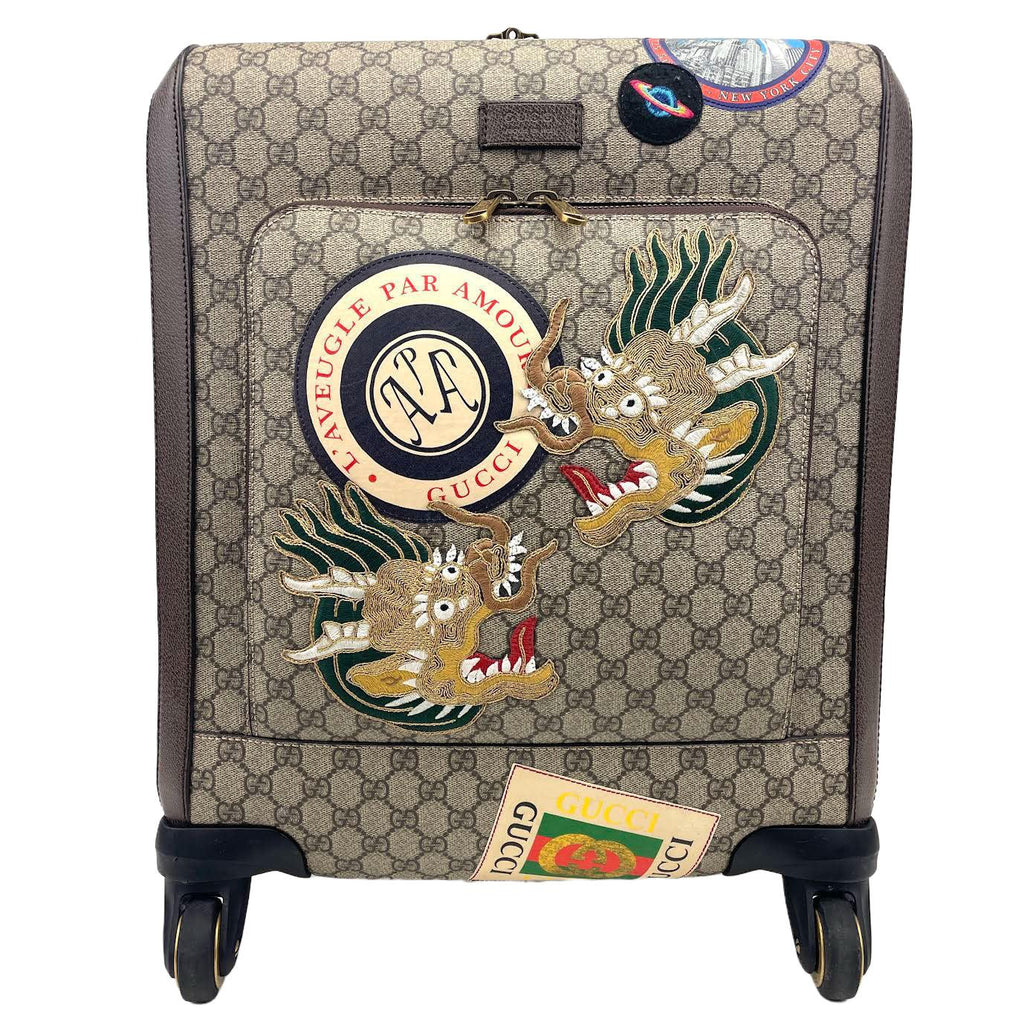 GUCCI GG Supreme Carry-On Suitcase- Travel Patches
