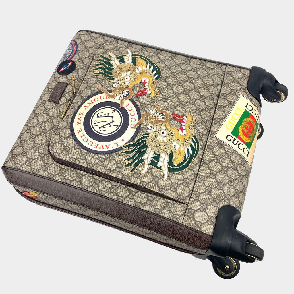 GUCCI GG Supreme Carry-On Suitcase- Travel Patches