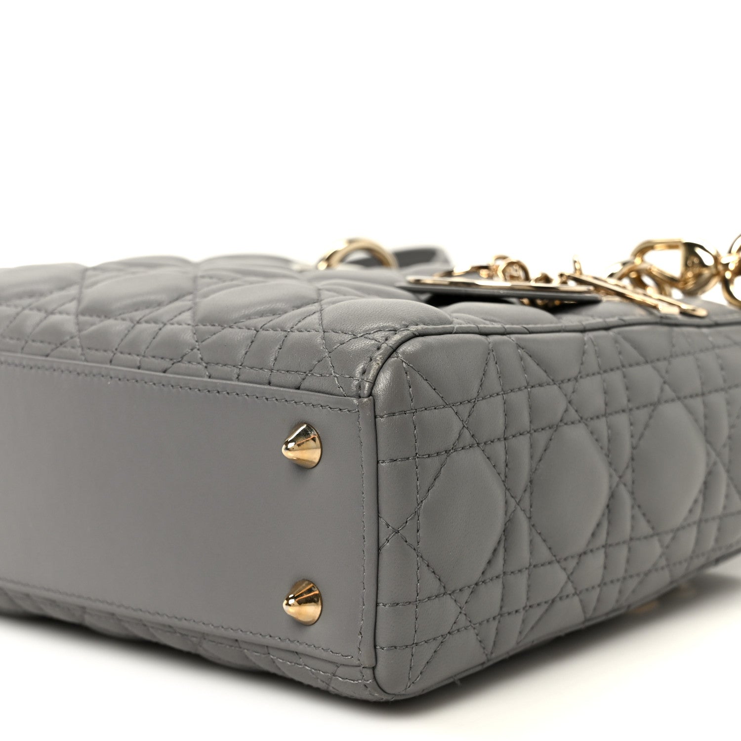 Christian Dior Lambskin Cannage Small Lucky Badges My Lady Dior Grey