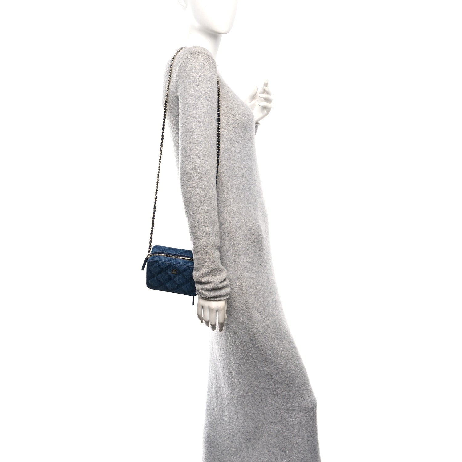 Chanel Printed Denim CC Camera Case Blue