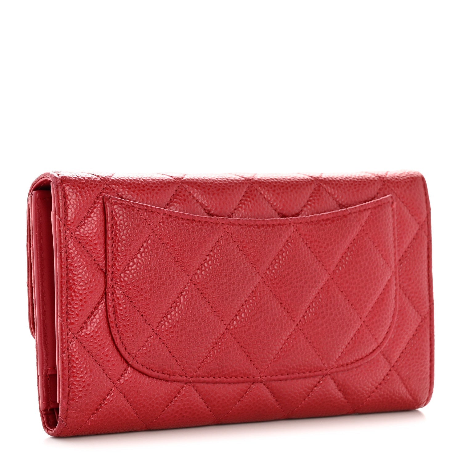 Caviar Quilted Large Flap Wallet Red