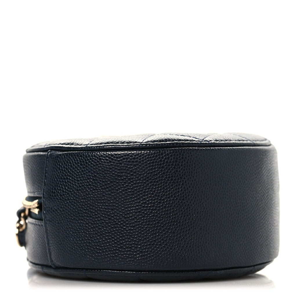 Chanel Caviar Quilted Round Clutch With Chain Navy