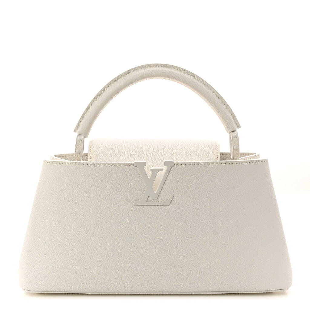 Louis Vuitton Taurillon Capucines East West MM Optic White