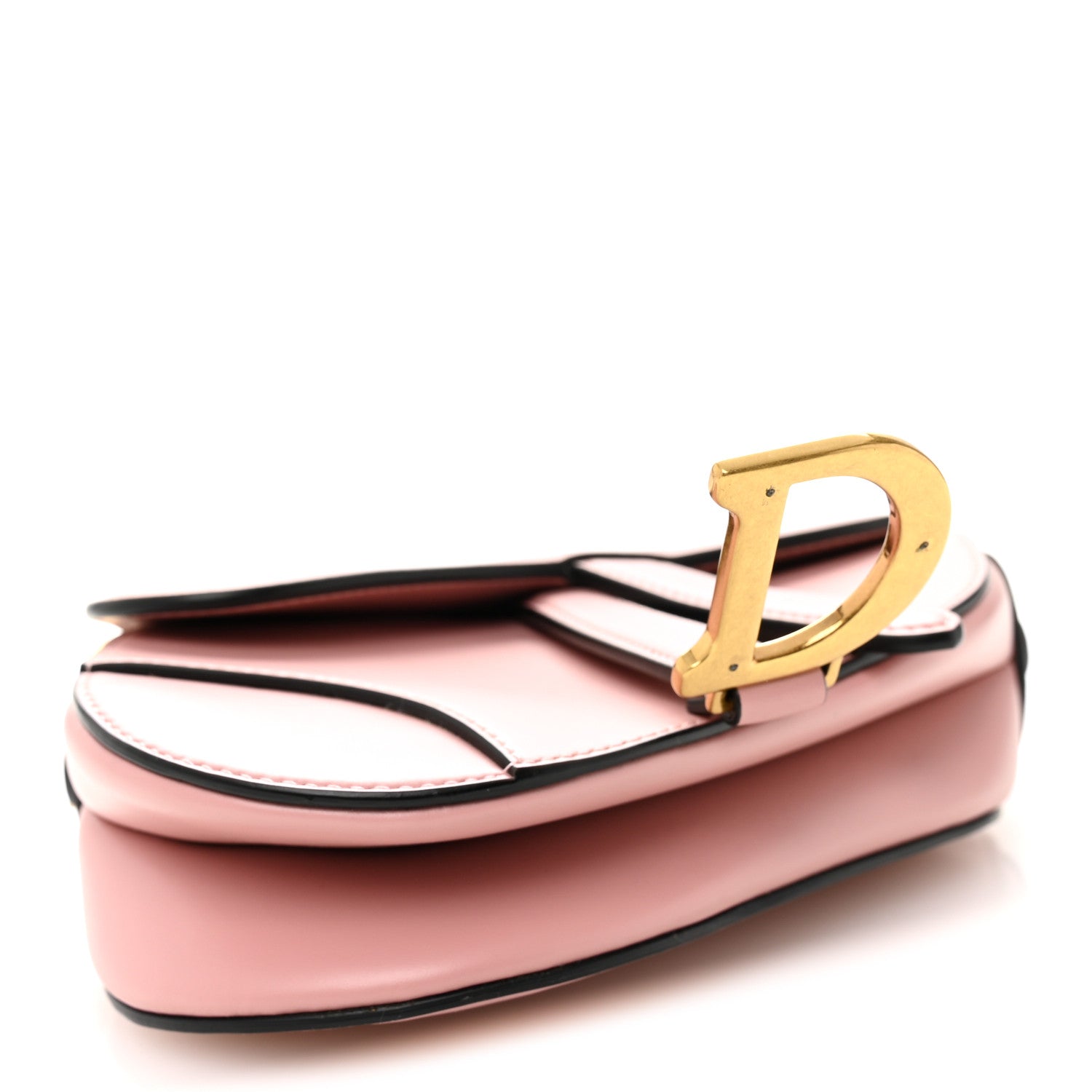 Christian Dior Smooth Calfskin Mini Saddle Bag Antique Pink