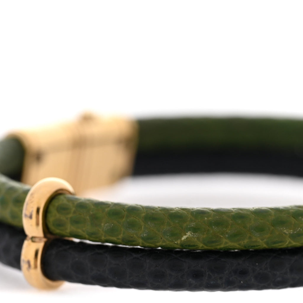 Louis Vuitton Snakeskin Keep It Twice Bracelet Blue Green