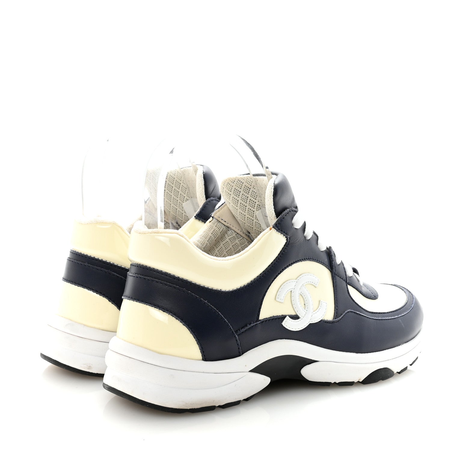 Patent Calfskin CC Sneakers  36 Navy White