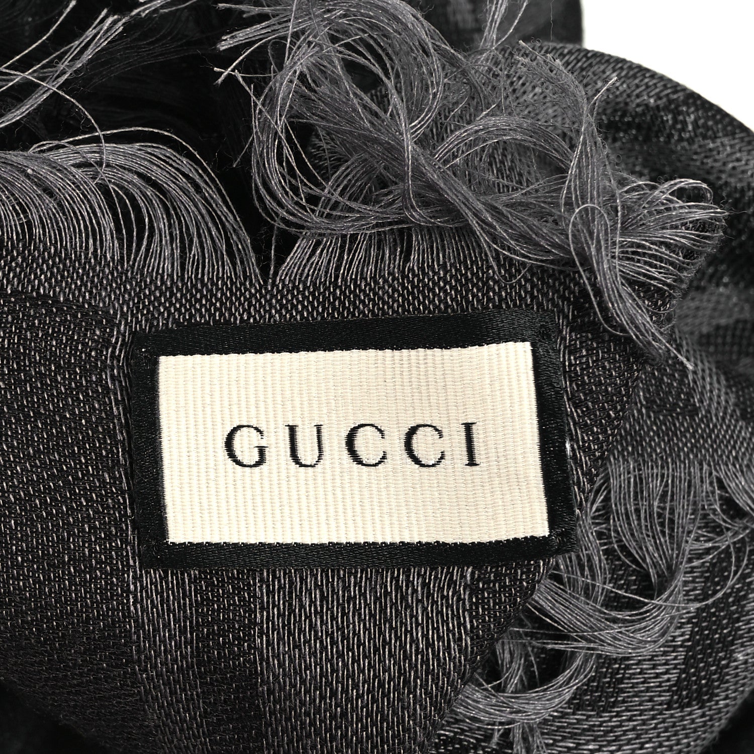 Gucci Wool Silk GG Monogram Diamante Plaid Surviee Shawl Graphite Black