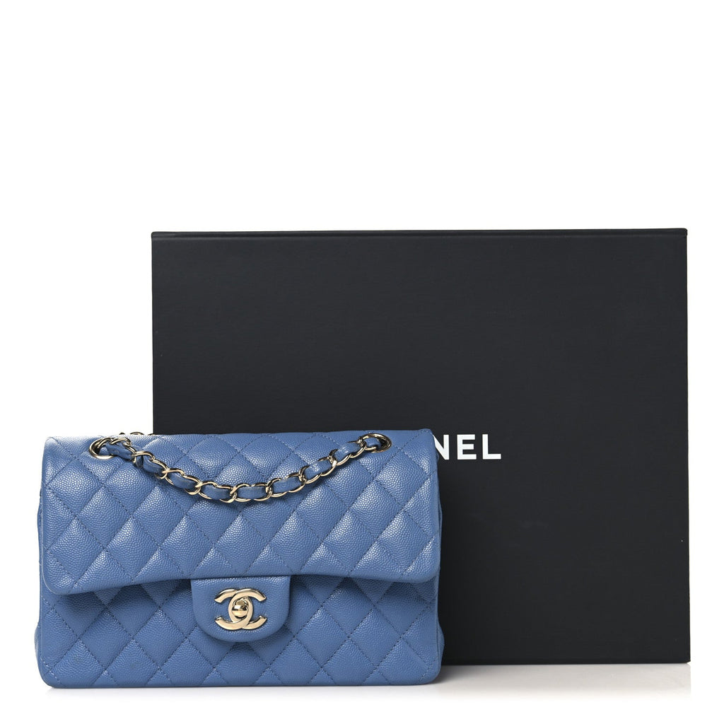 Chanel Caviar Quilted Small Double Flap Blue