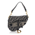 Christian Dior Oblique Embroidered Saddle Bag Blue