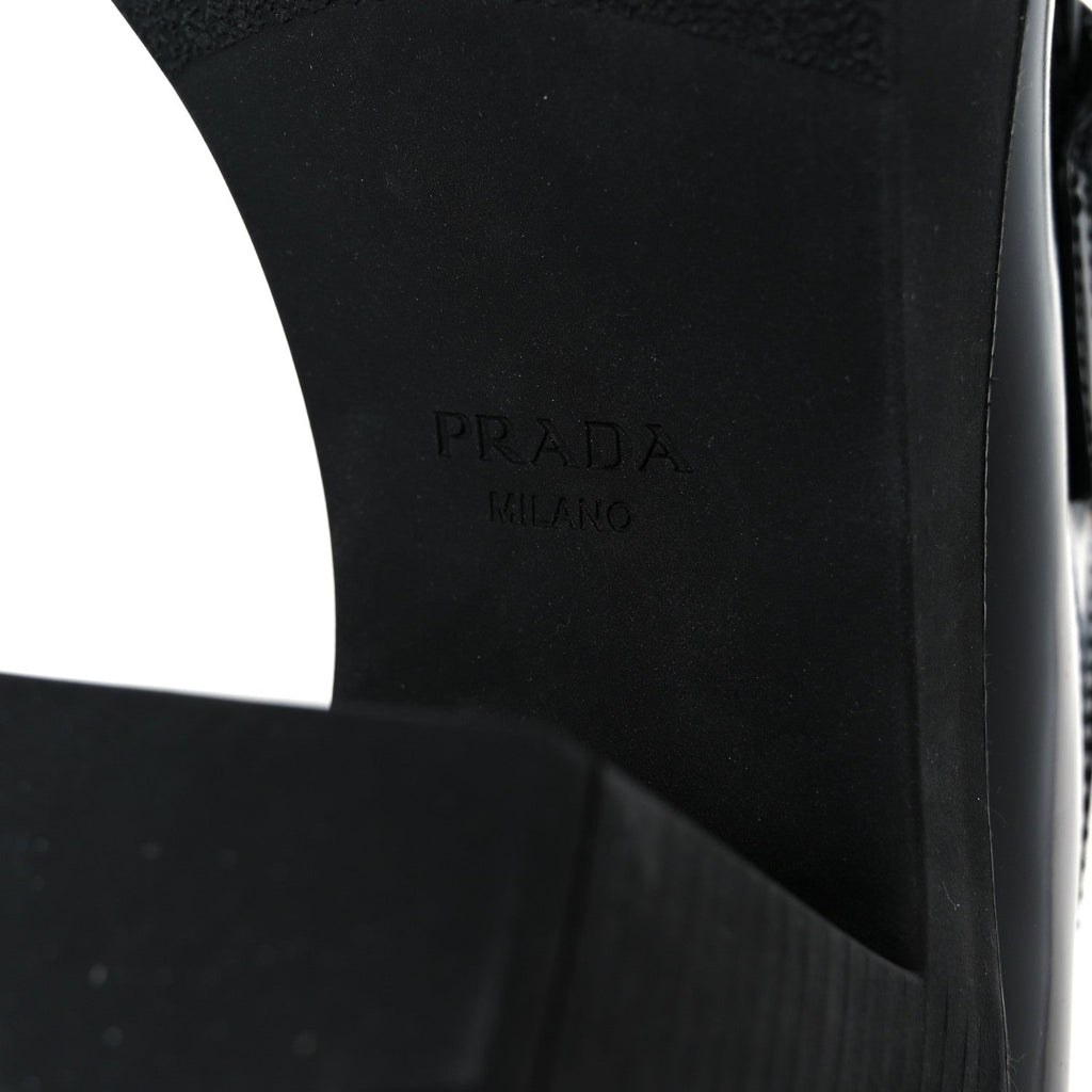 Prada Spazzolato Metal Triangle Logo 85mm Loafers 40 Black