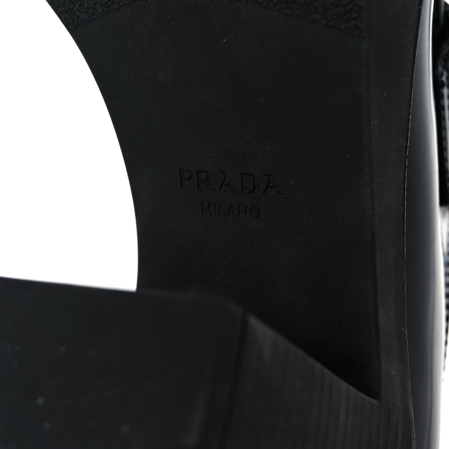 Prada Spazzolato Metal Triangle Logo 85mm Loafers 40 Black