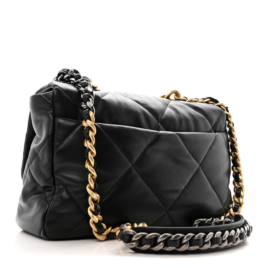 Chanel Lambskin Quilted Large Chanel 19 Flap Black