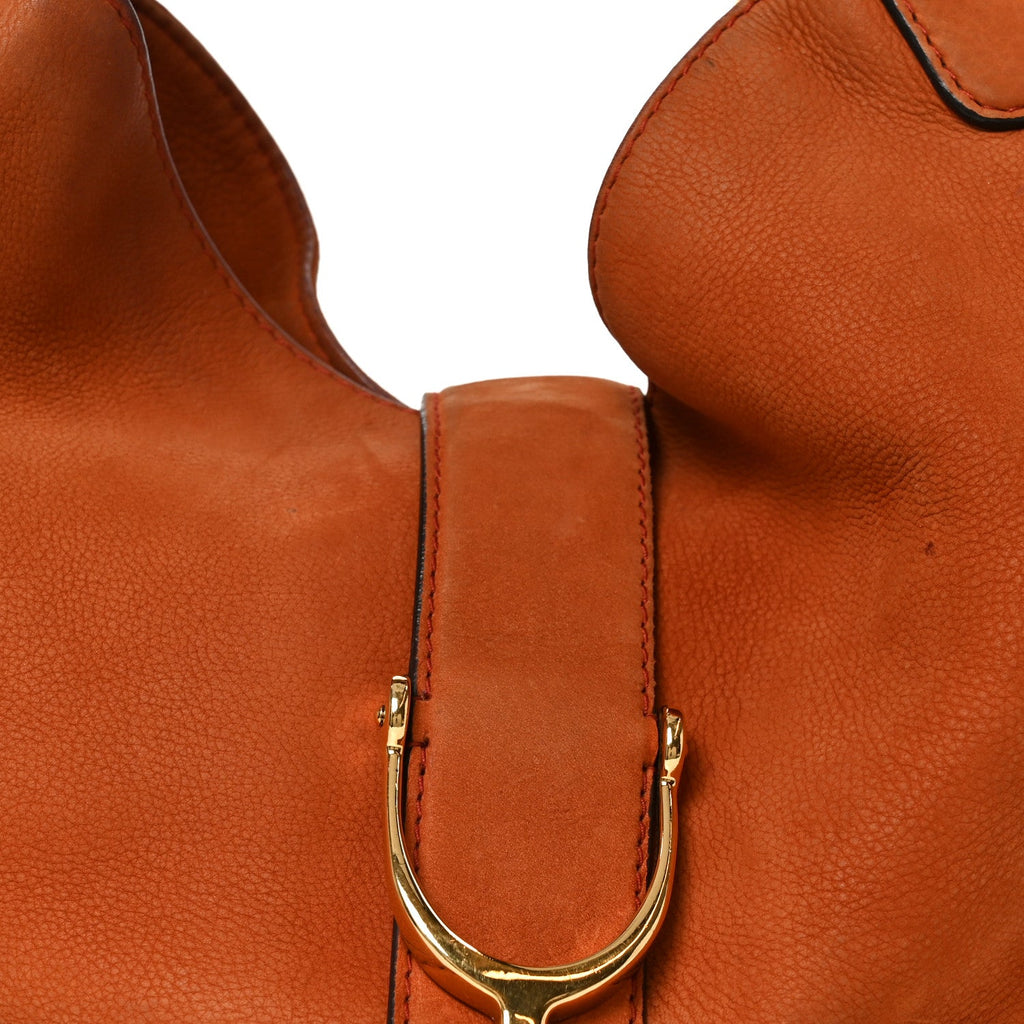 Gucci Nubuck Medium Soft Stirrup Shoulder Bag Orange