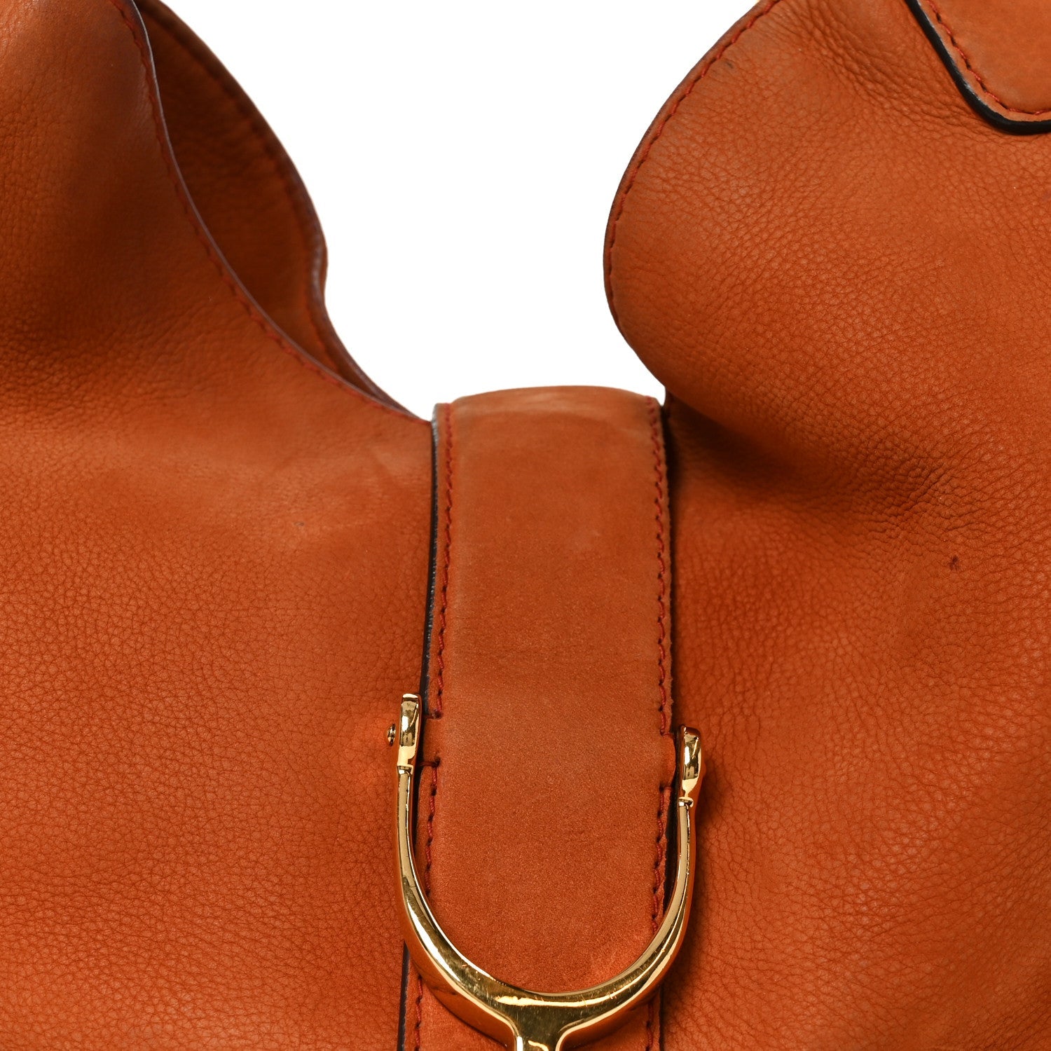 Gucci Nubuck Medium Soft Stirrup Shoulder Bag Orange