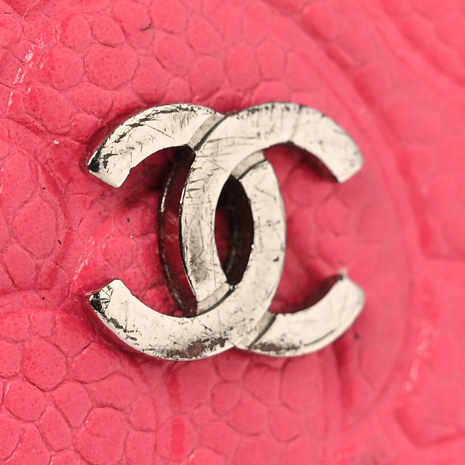 Caviar Camellia Embossed Key Holder Case Pink