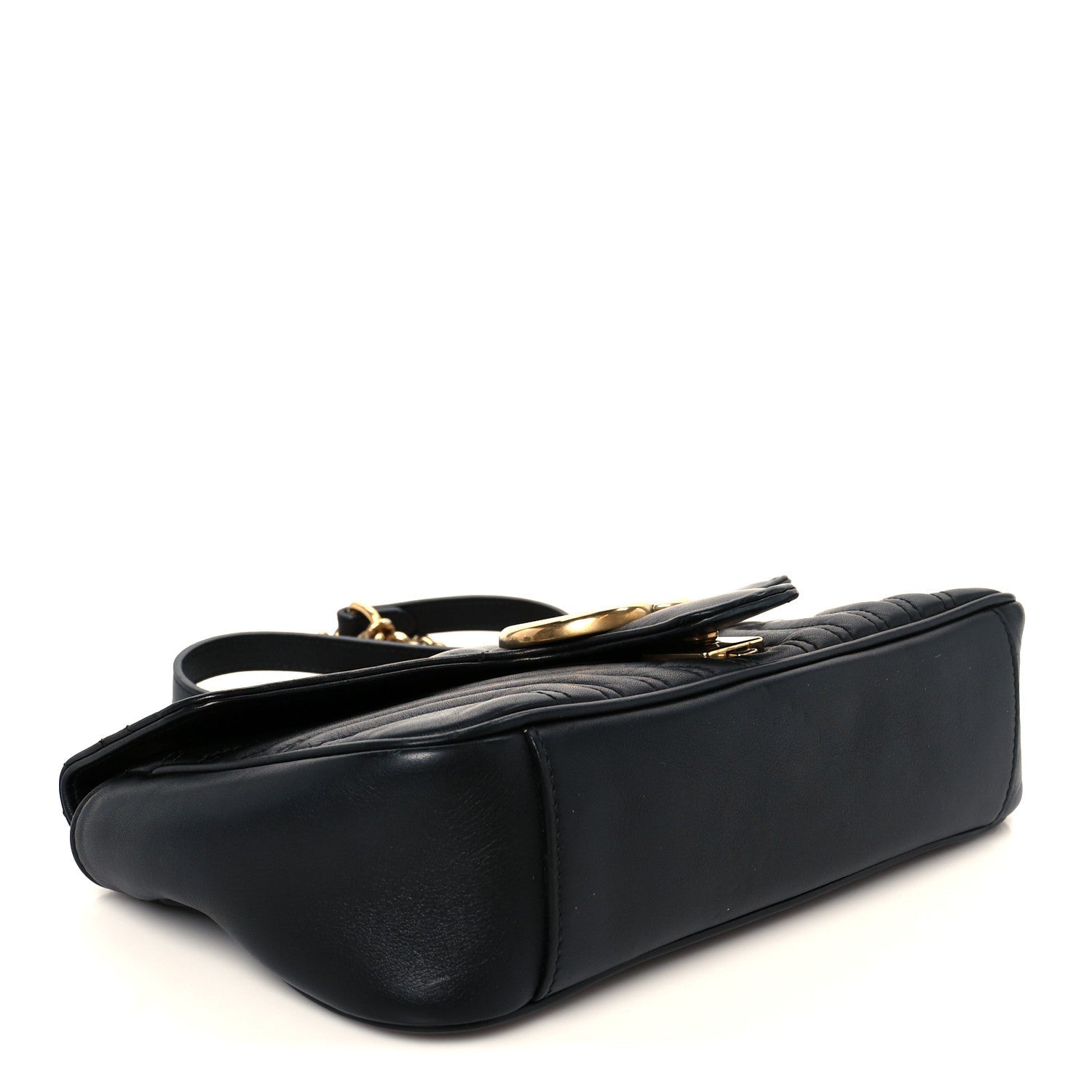 Gucci Calfskin Matelasse Small GG Marmont Shoulder Bag Black
