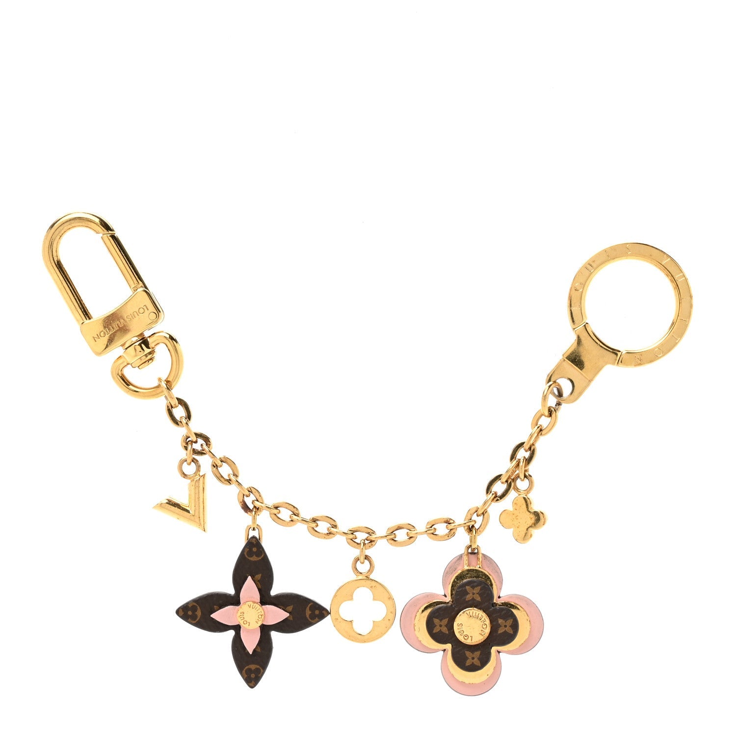 Louis Vuitton Brass Monogram Blooming Flowers Bag Charm Key Holder Rose Ballerine