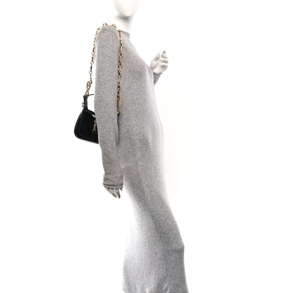 Gucci Patent Mini Jackie 1961 Crystal Hobo Black