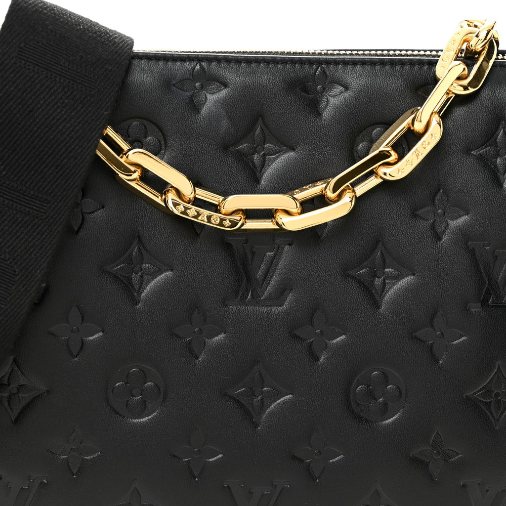 Louis Vuitton Lambskin Embossed Monogram Coussin PM Black