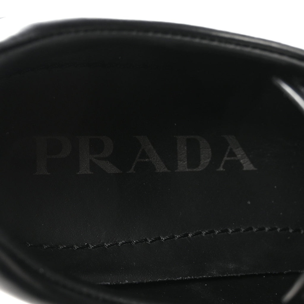 Prada Spazzolato Rois Monolith 55mm Derby Loafers 38 Black