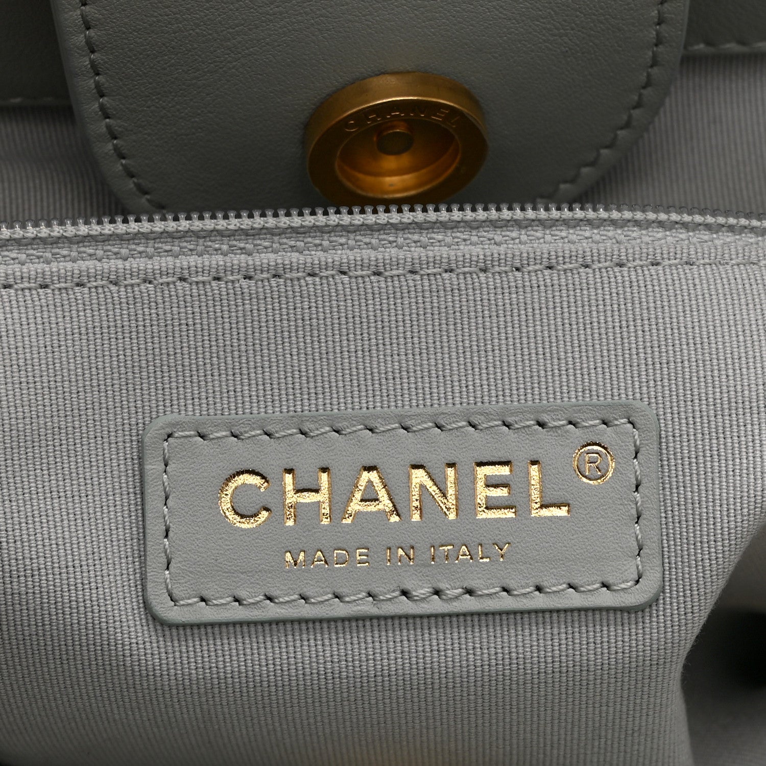Chanel Calfskin Embossed Small Deauville Tote Light Blue