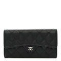 Caviar Quilted Large Gusset Flap Wallet Black