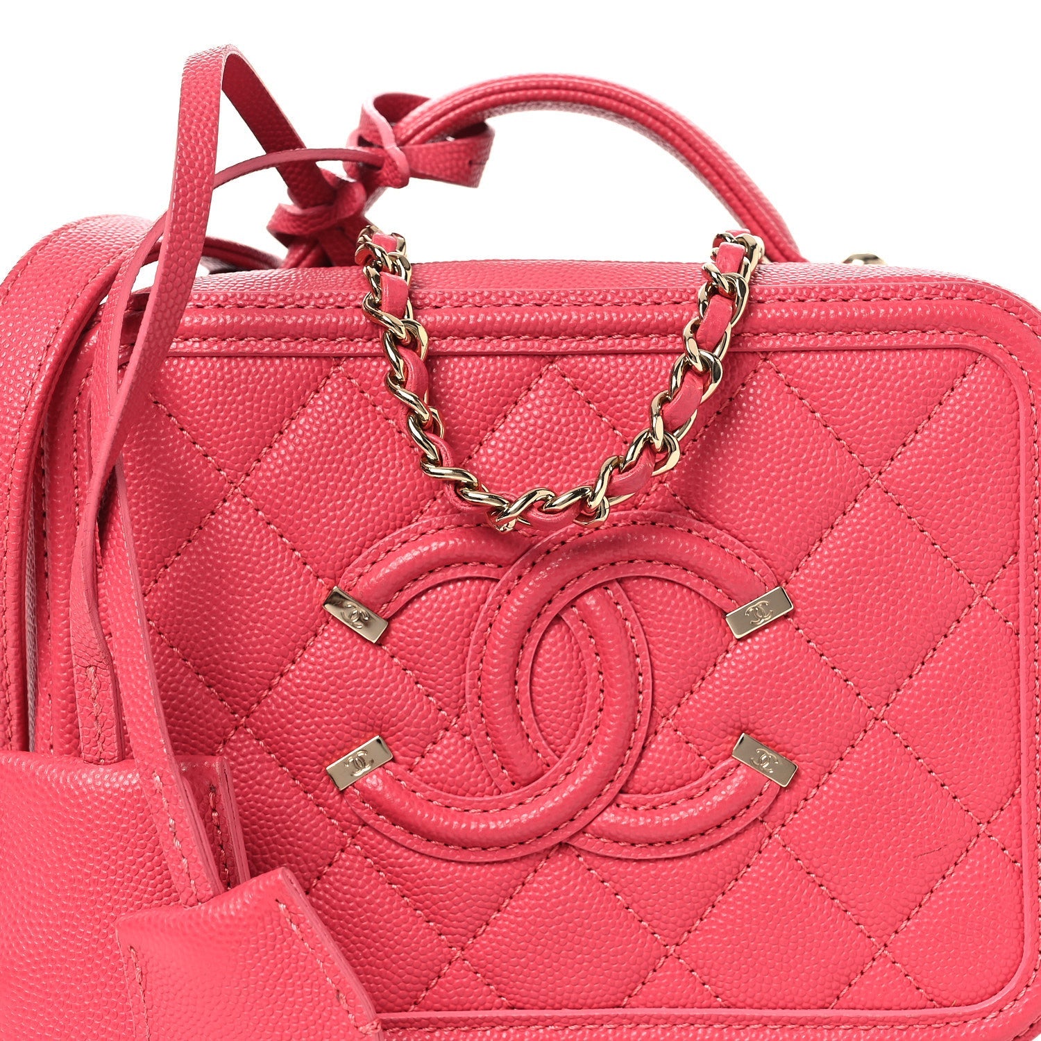 Chanel Caviar Quilted Small CC Filigree Vanity Case Pink