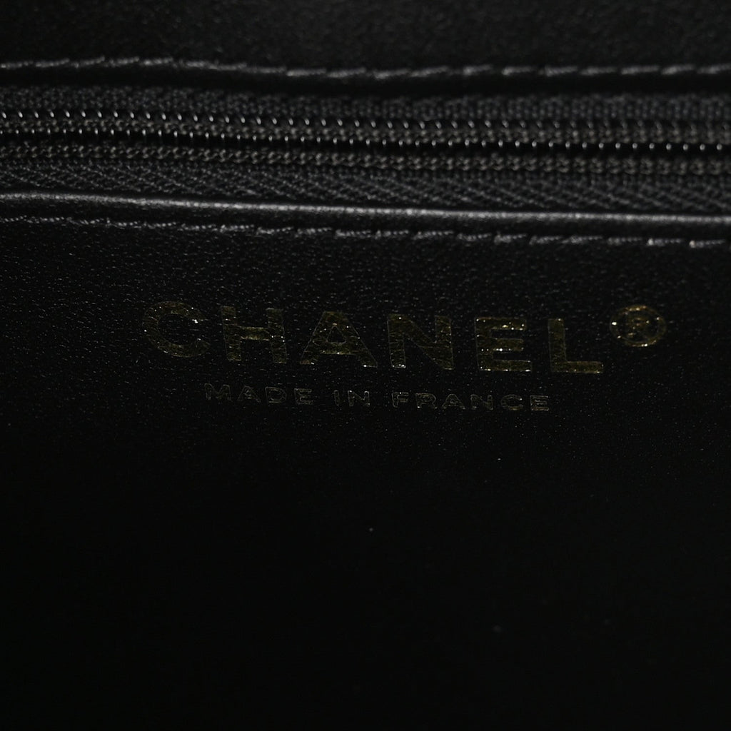 Chanel Shiny Aged Calfskin Quilted Nano Kelly Shopper Black