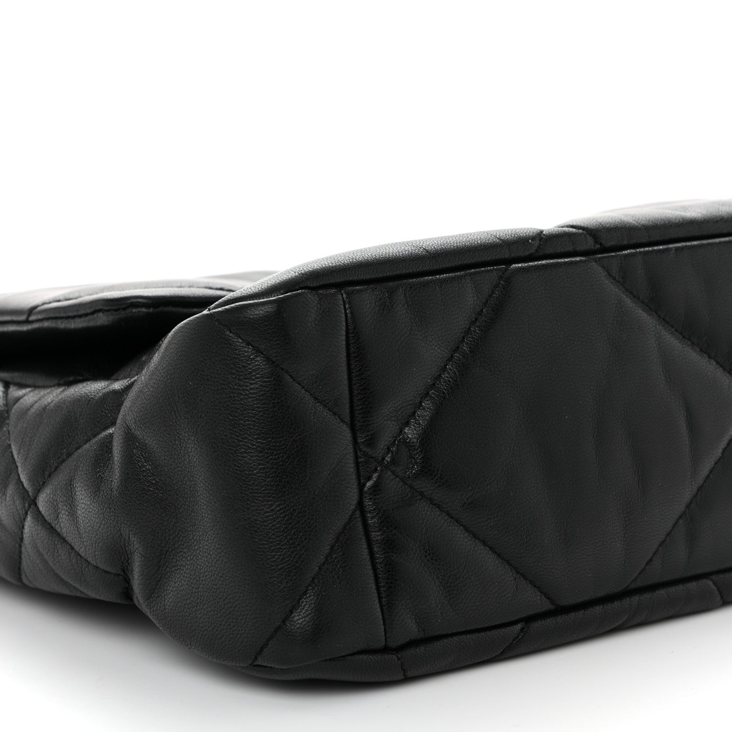 Chanel Shiny Goatskin Quilted Large Chanel 19 Flap Black