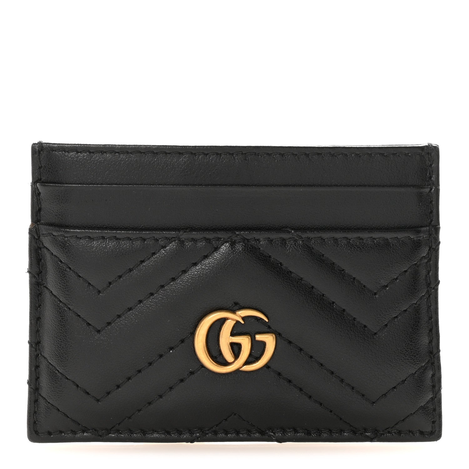 Gucci Calfskin Matelasse GG Marmont Card Holder Black