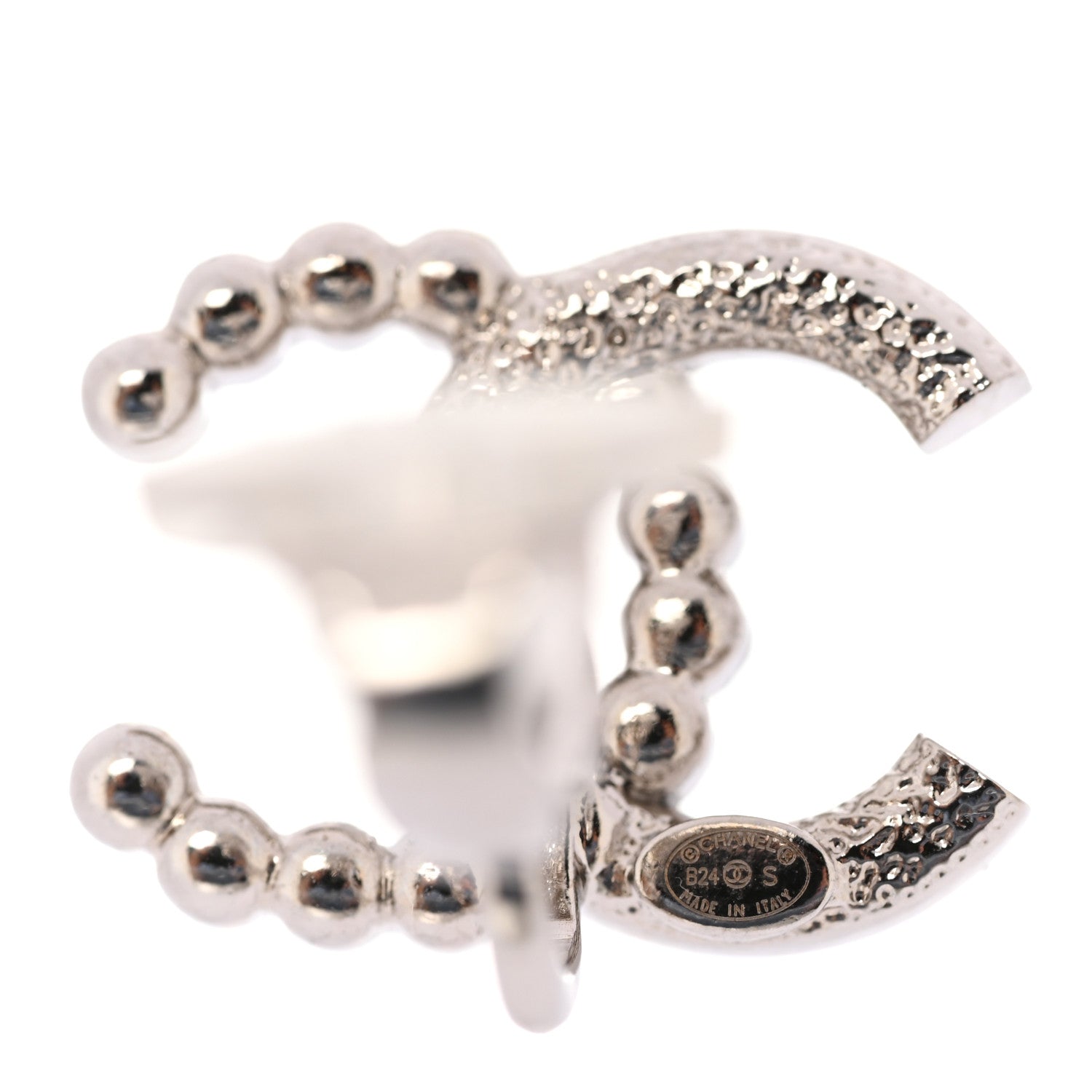 Crystal Pearl CC Clip On Earrings Silver