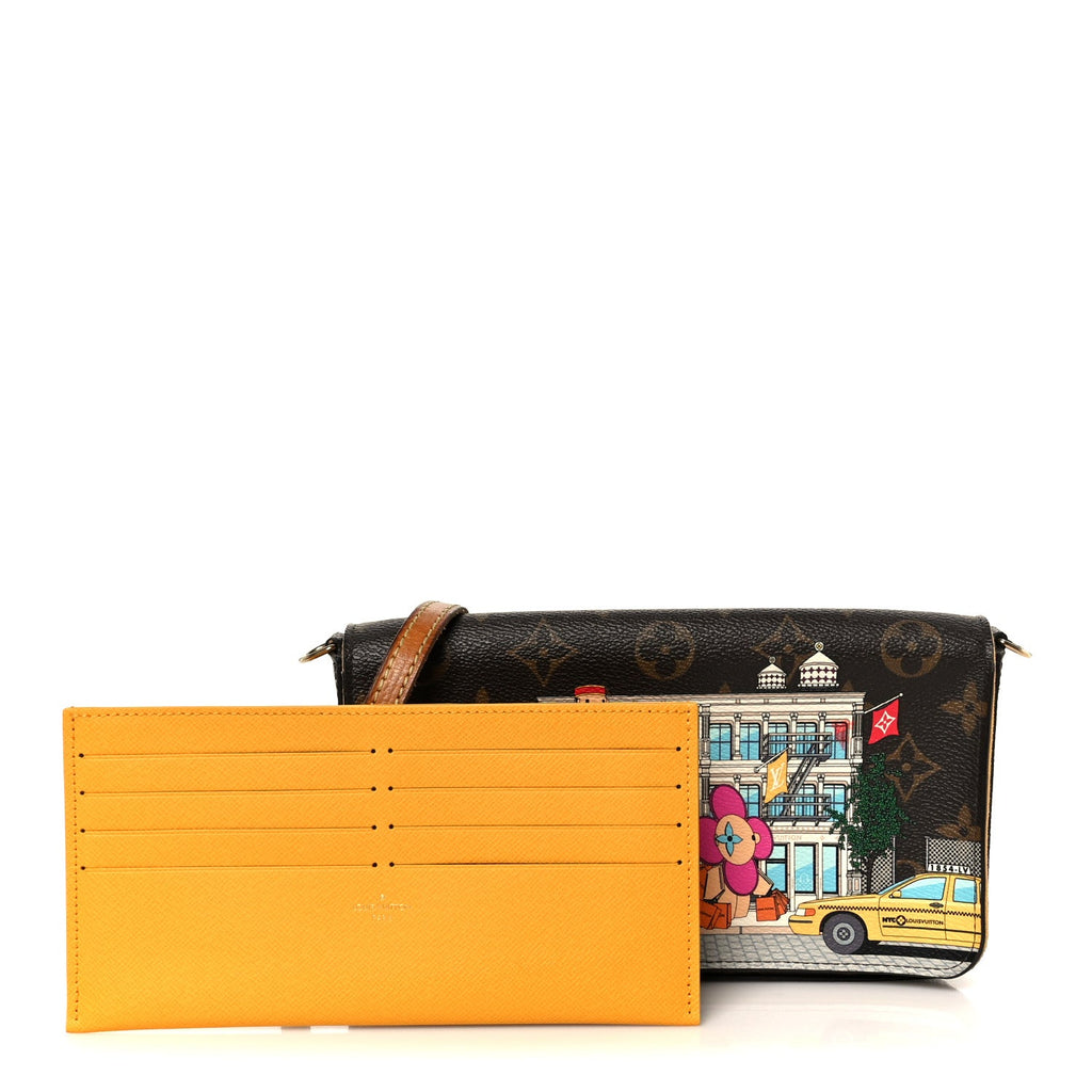 Louis Vuitton Monogram 2022 Christmas Animation New York Soho Pochette Felicie Chain Wallet Yellow