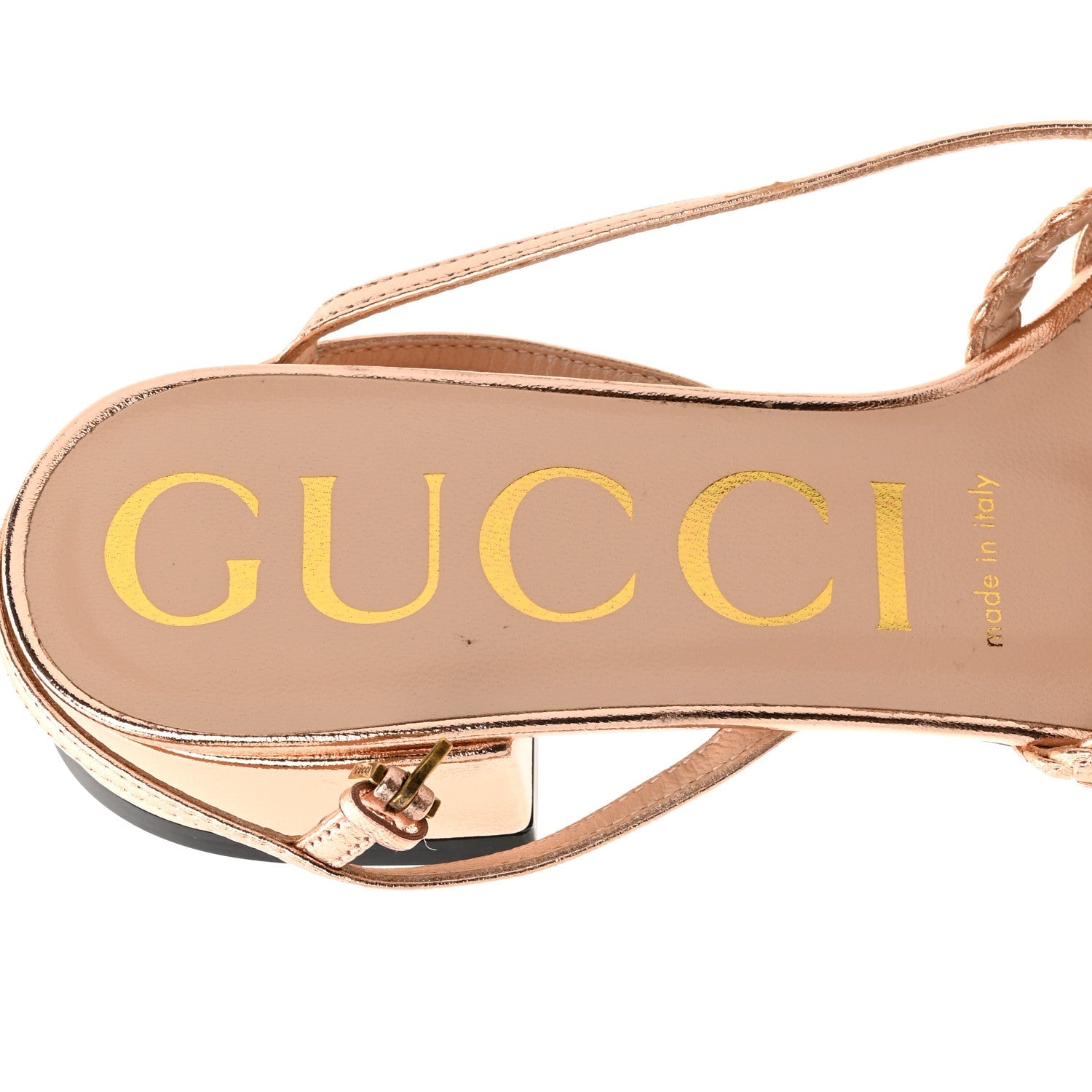 Gucci Metallic Nappa Braided Ketty Horsebit Sandals 36 Salmone