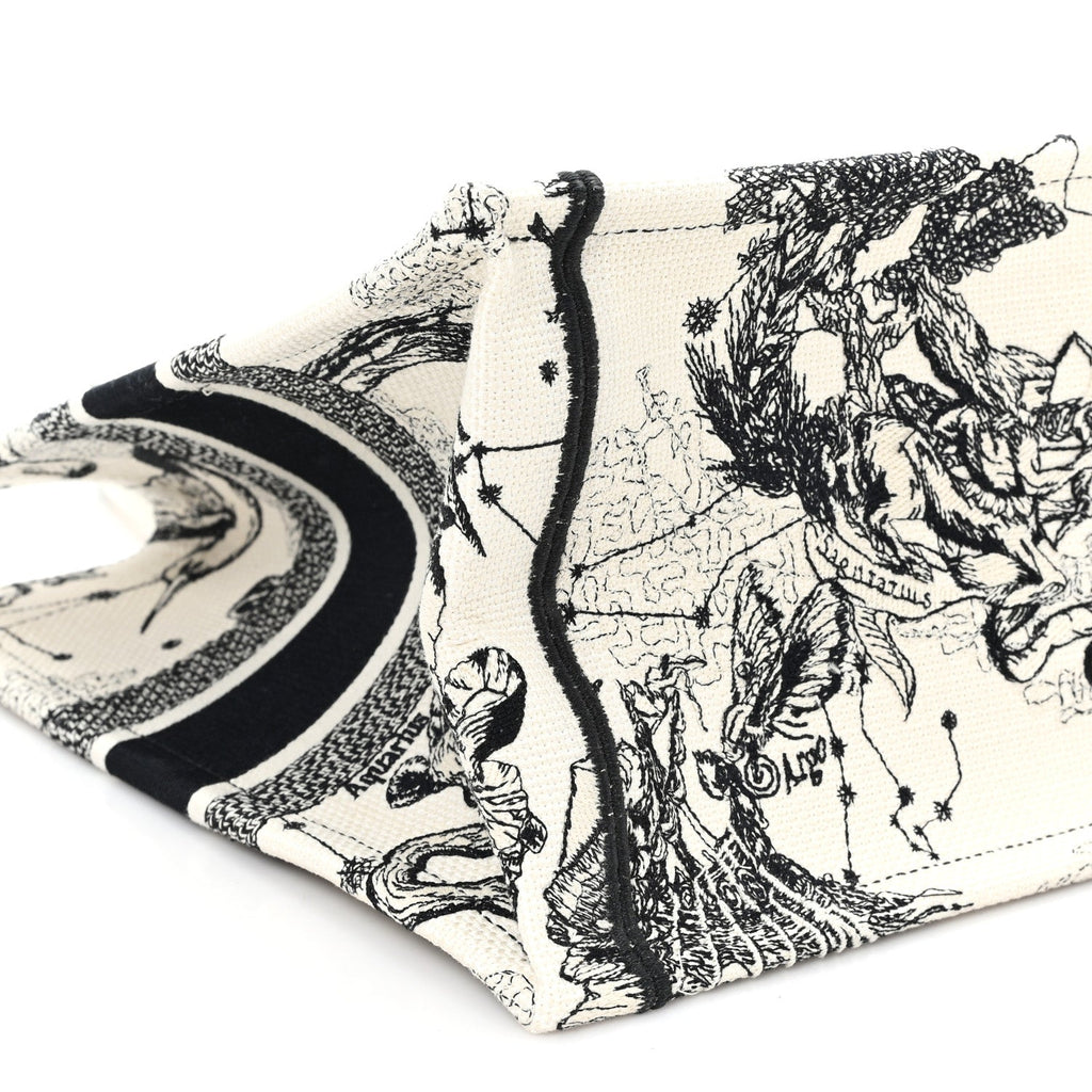 Christian Dior Canvas Zodiac Toile De Jouy Embroidered Medium Book Tote Latte