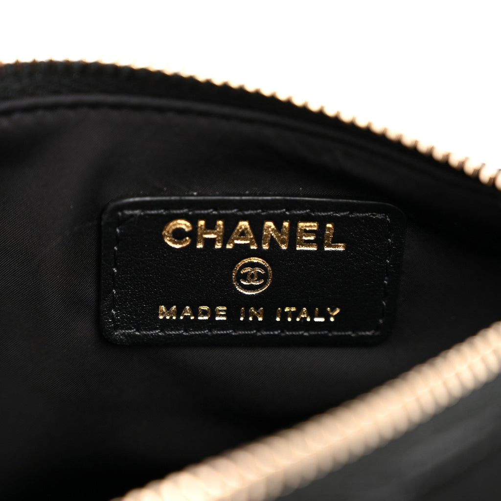 Chanel Velvet Effect Nylon Shiny Crumpled Calfskin Mini Quilted Chanel 25 Clutch With Chain Black