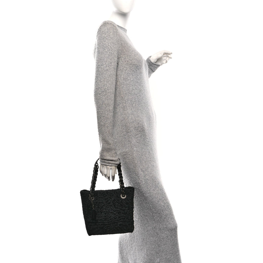 Chanel Persian Lamb Fur Tote Black