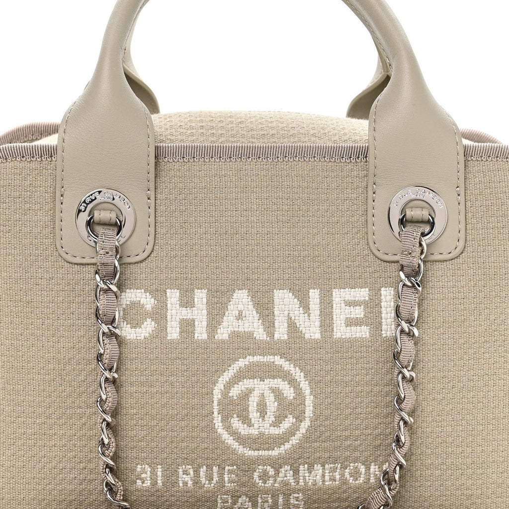 Chanel Canvas Deauville Small Bowling Bag Grey