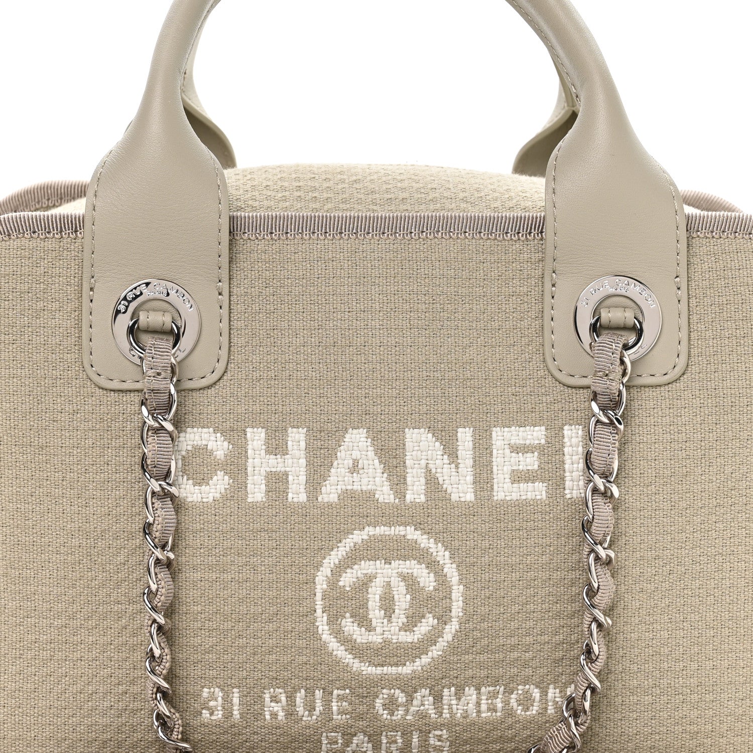 Chanel Canvas Deauville Small Bowling Bag Grey