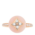 Louis Vuitton 18K Pink Gold Diamond Pink Opal Color Blossom Pave Ring 49 5