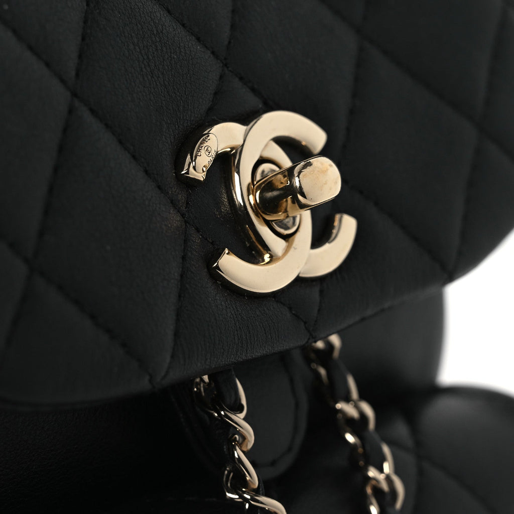 Chanel Lambskin Quilted Small Duma Drawstring Backpack Black