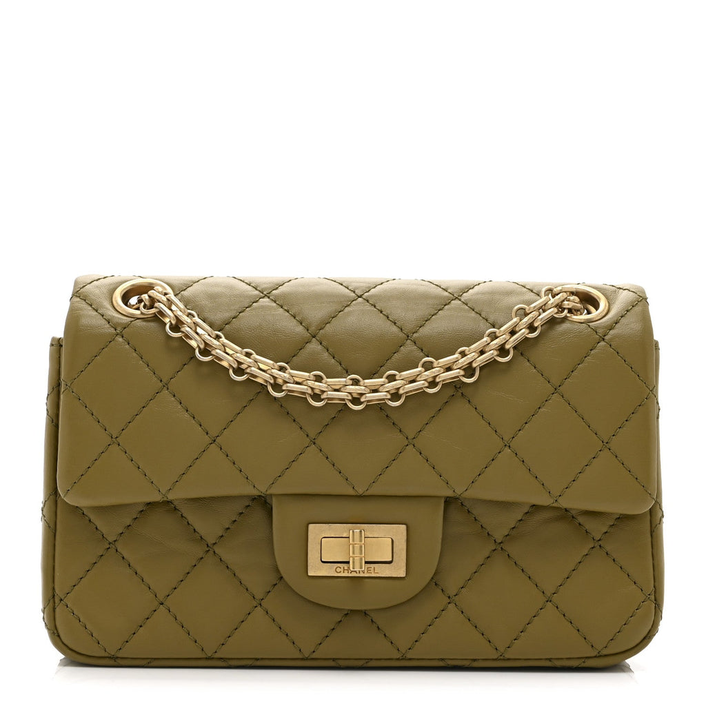 Chanel Aged Calfskin Quilted 2.55 Reissue 224 Flap  Khaki